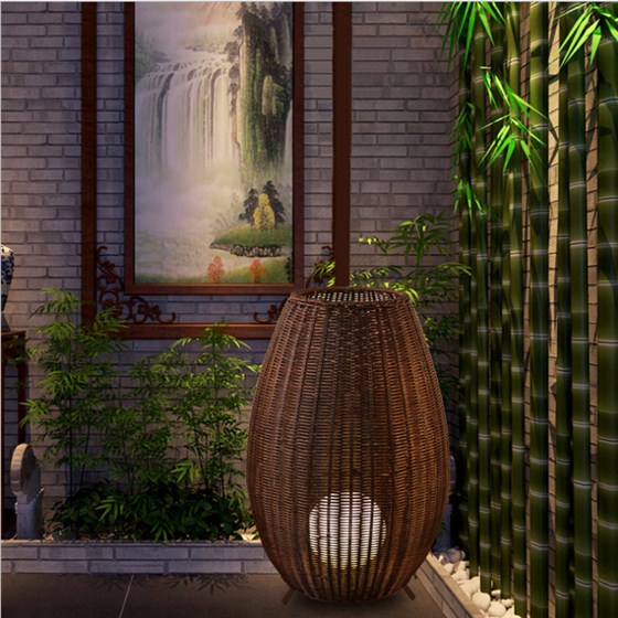 美爾家燈飾：庭院藤編落地燈