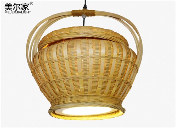 美爾家竹藝吊燈實拍圖