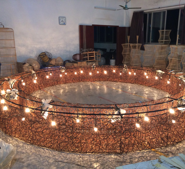 美爾家藤藝吊燈工廠實(shí)拍