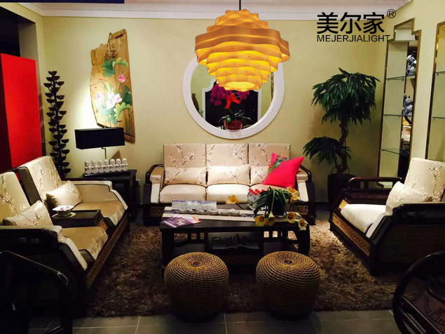 美爾家木皮藝吊燈場景圖0 美爾家木皮藝吊燈場景圖0