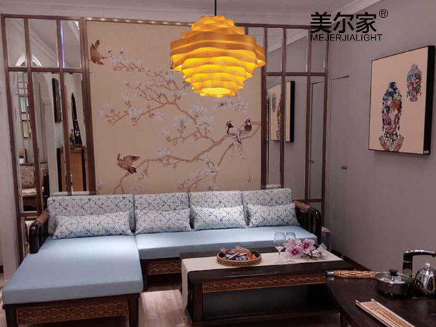 美爾家木皮藝吊燈場景圖1