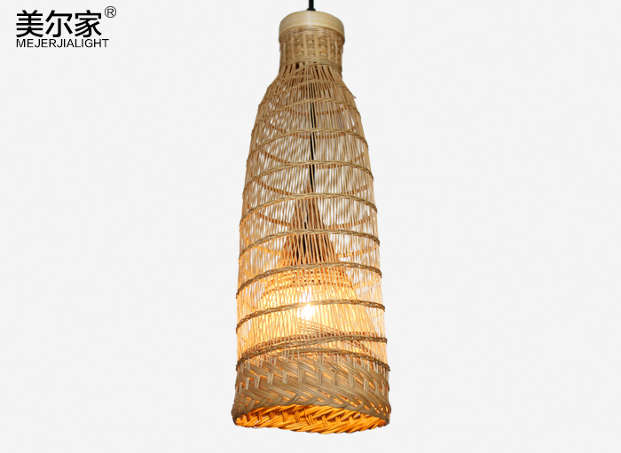 美爾家竹藝吊燈實拍圖