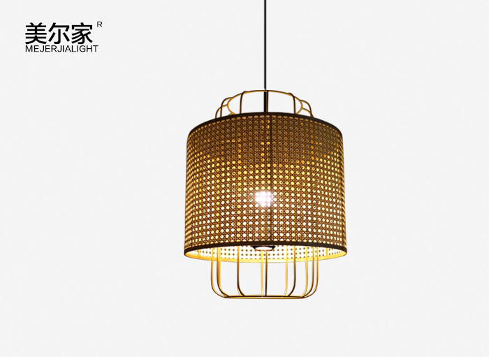 美爾家藤編鐵藝燈
